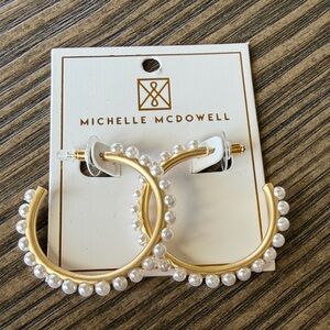 Pearl Studded Hoop Earrings NWT